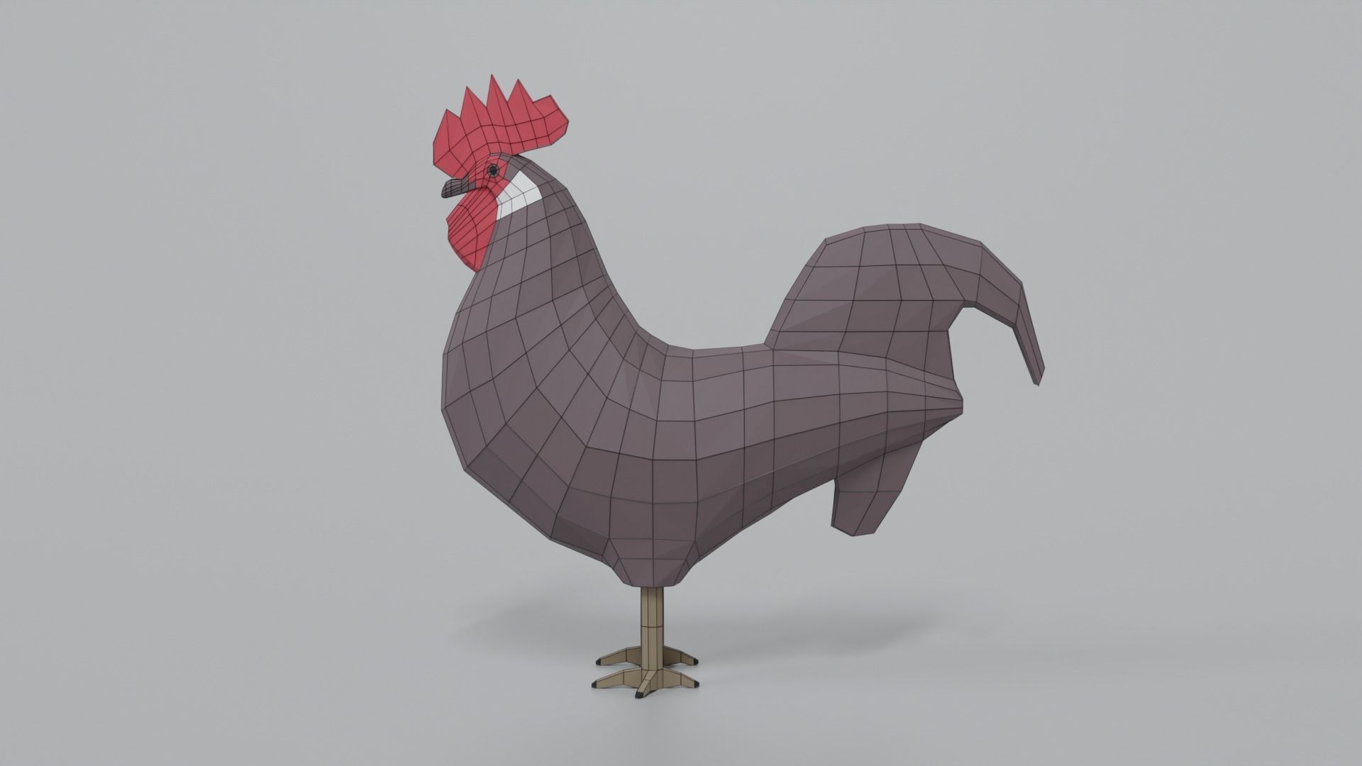 Low Poly Cartoon Rooster Low-poly 3D model_10