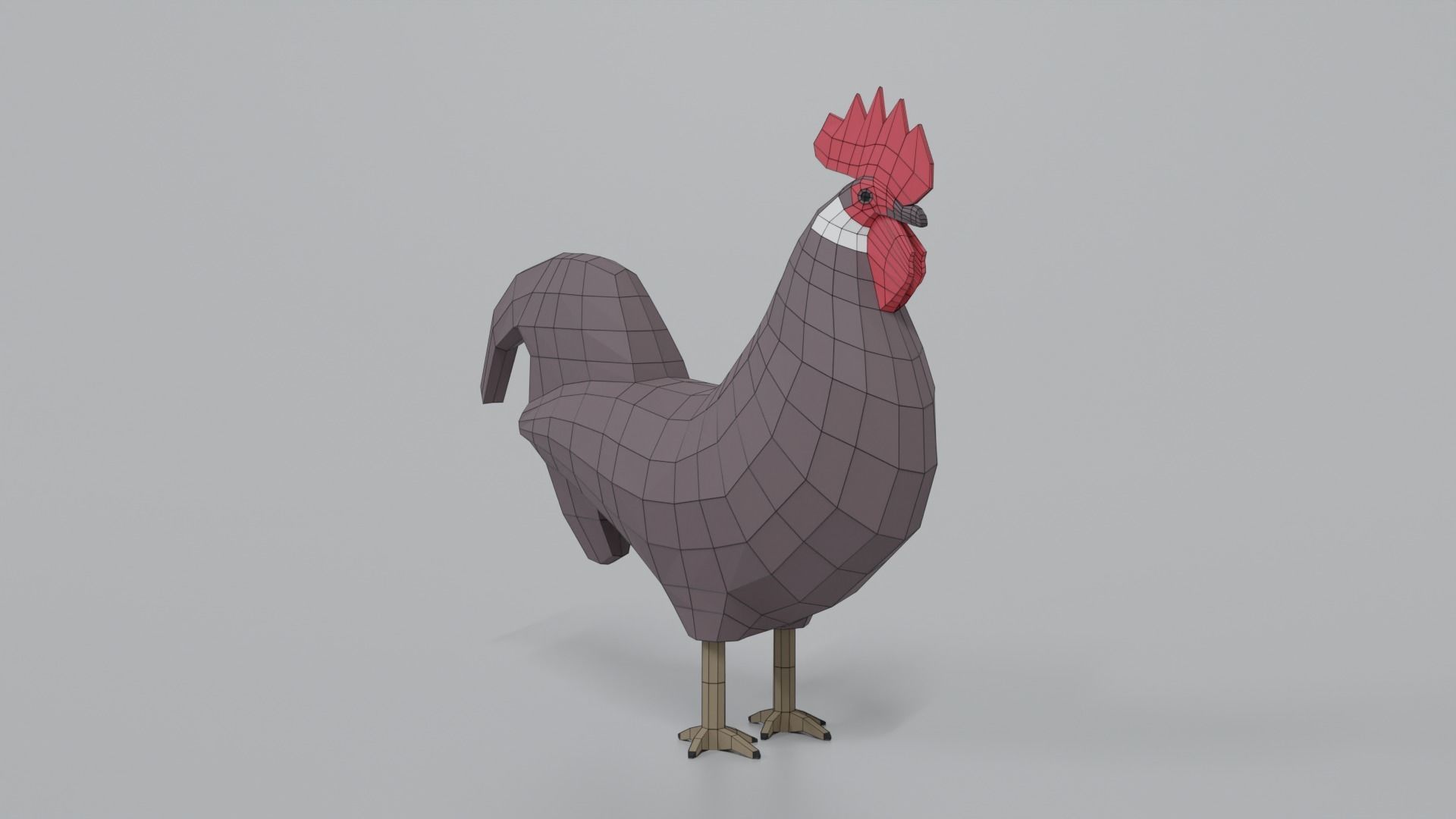 Low Poly Cartoon Rooster Low-poly 3D model_15