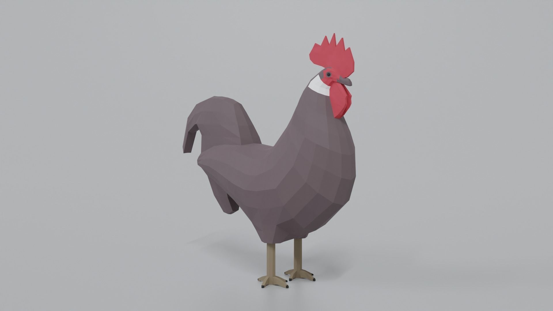 Low Poly Cartoon Rooster Low-poly 3D model_6