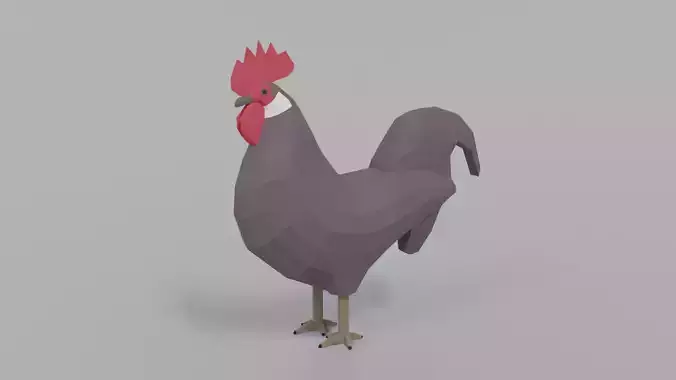 Low Poly Cartoon Rooster
