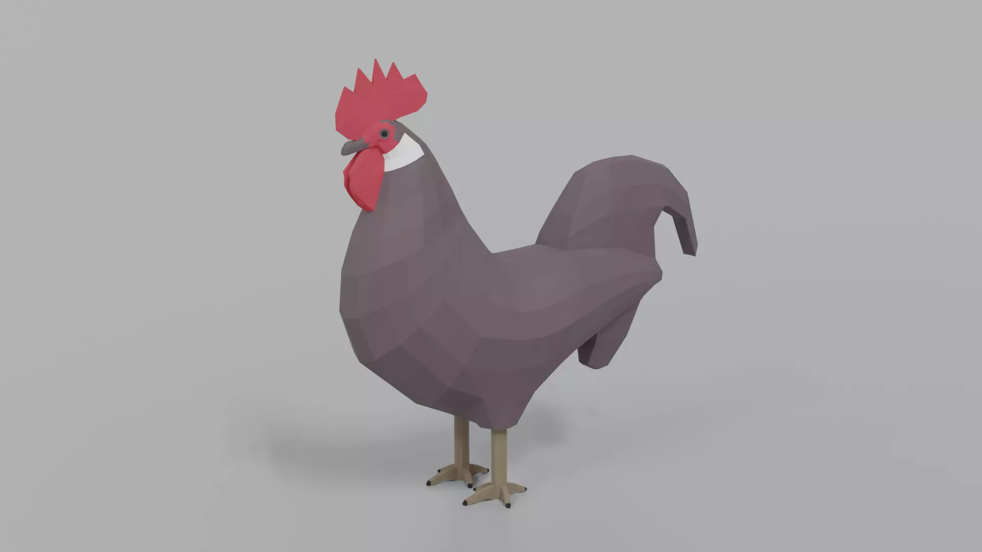 Low Poly Cartoon Rooster Low-poly 3D model_0