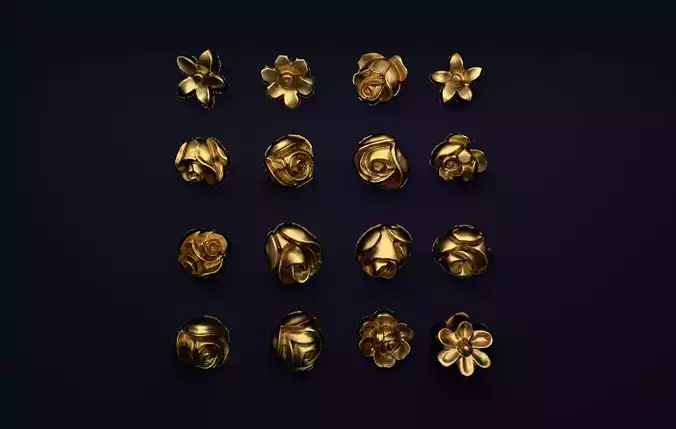 Flowers decor ornament v-3D model 01 3D model