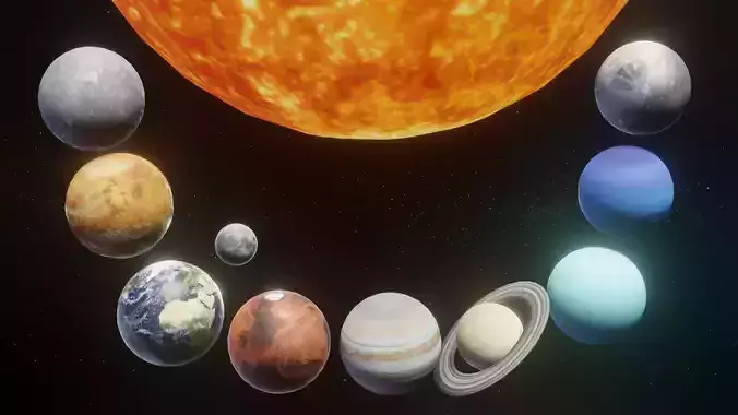 Photorealistic Solar System Moon Included 2k Textures 3D Model Low-poly 3D model