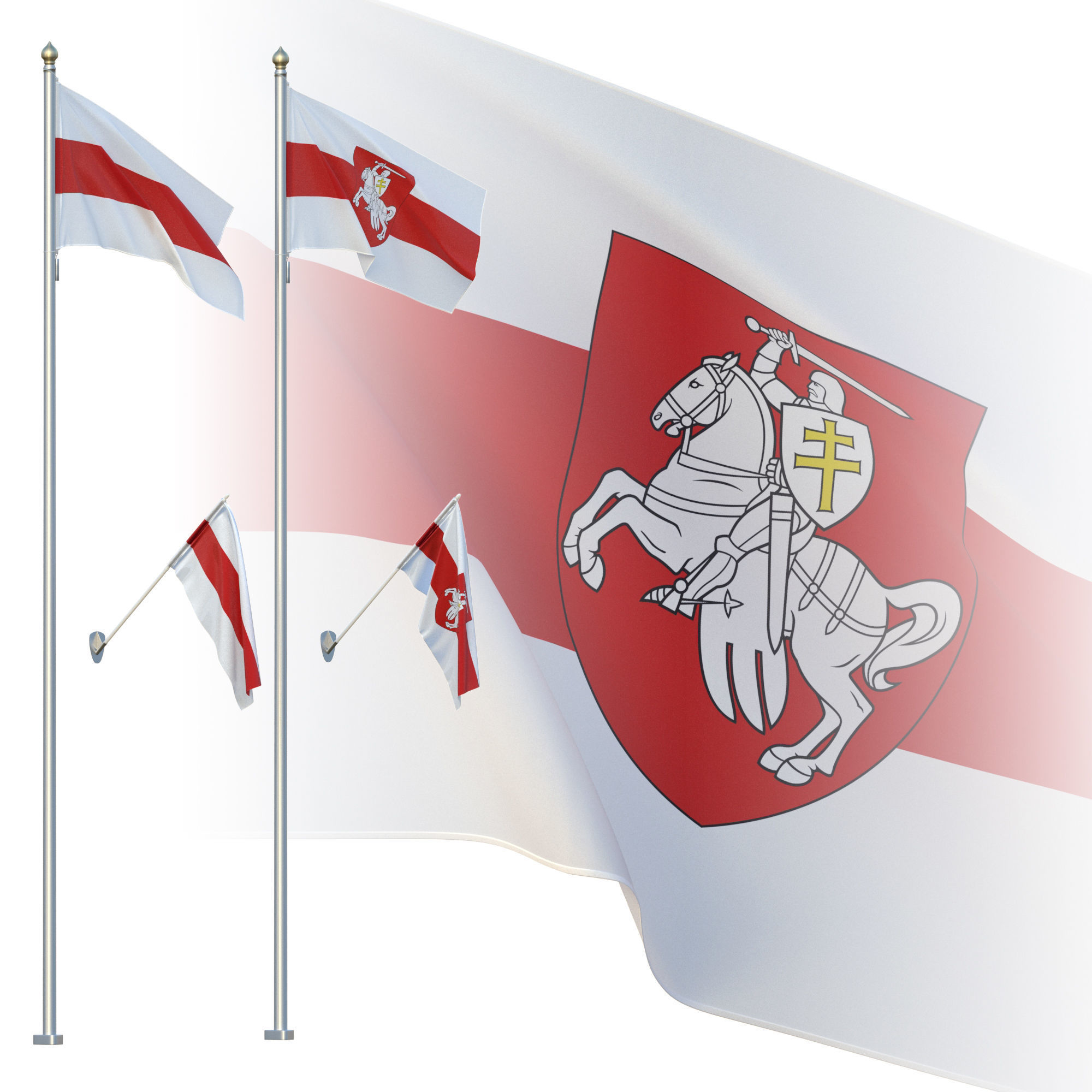 Flagpole Belarus Free 3D model_1