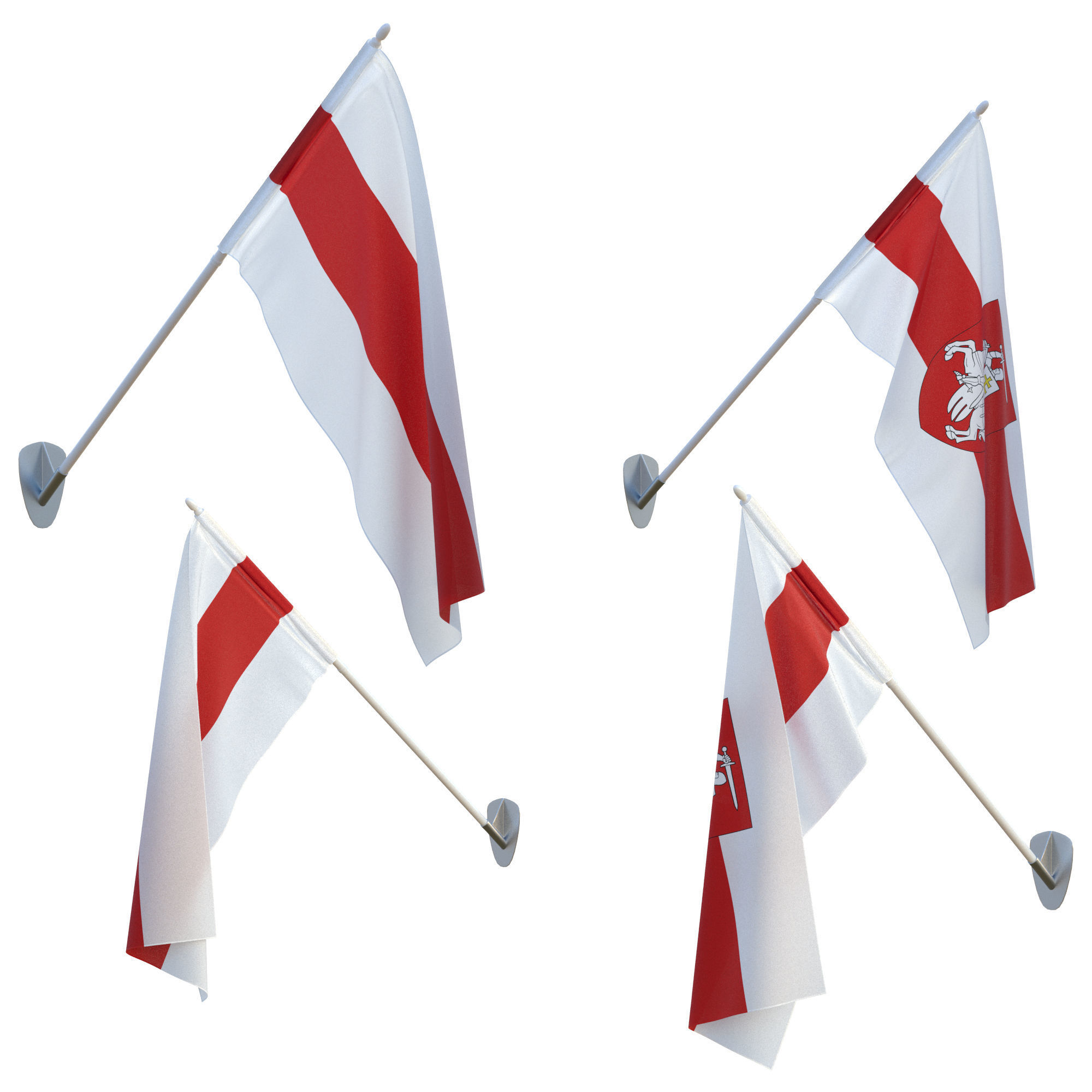 Flagpole Belarus Free 3D model_3