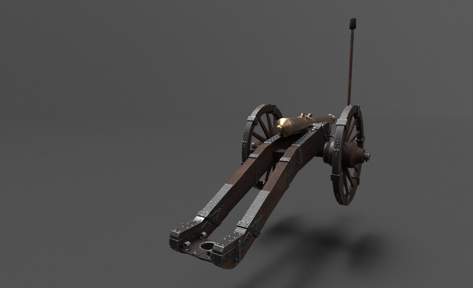French 4 pound bronze cannon Mid-Poly Low-poly 3D model_22