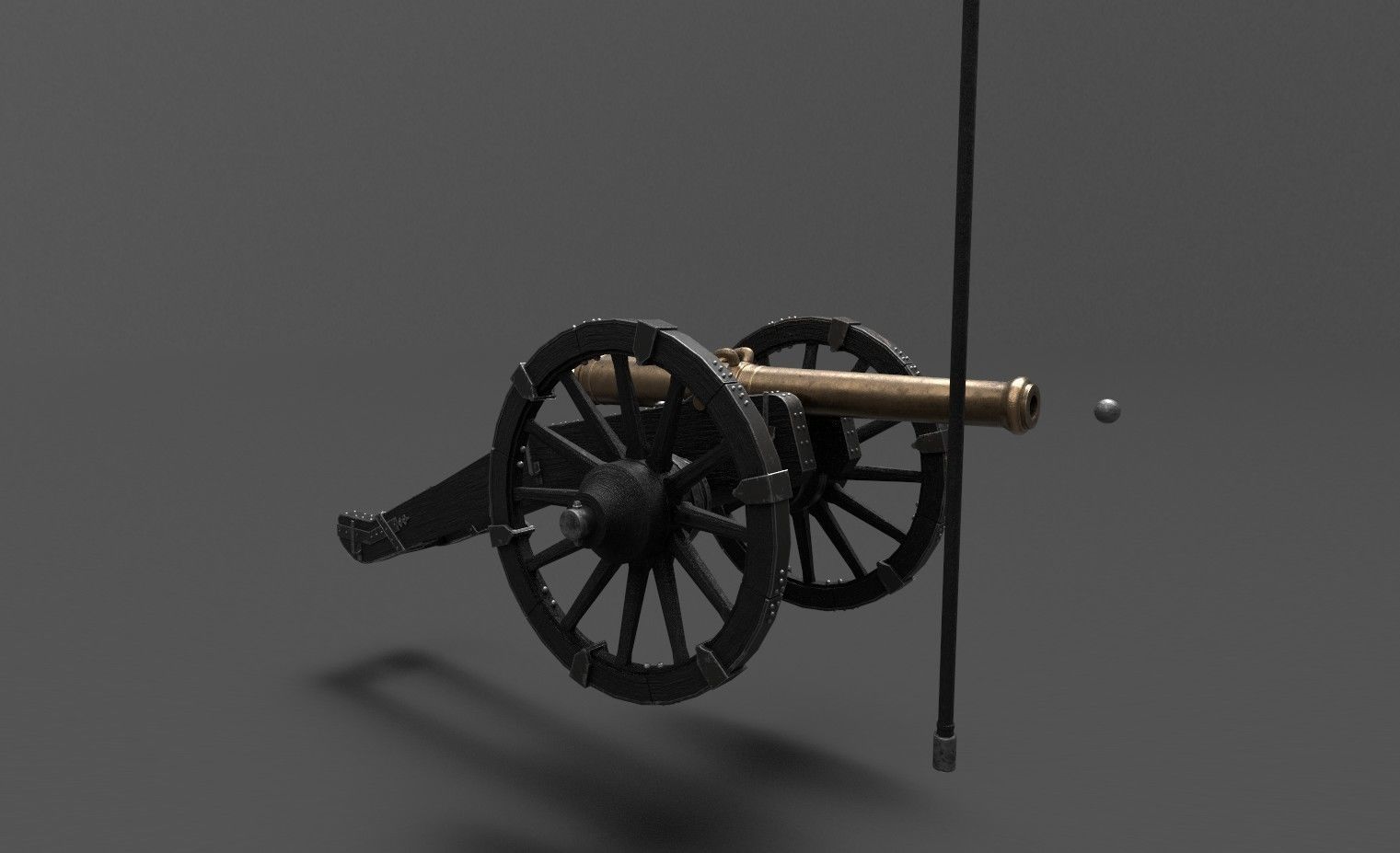 French 4 pound bronze cannon Mid-Poly Low-poly 3D model_18