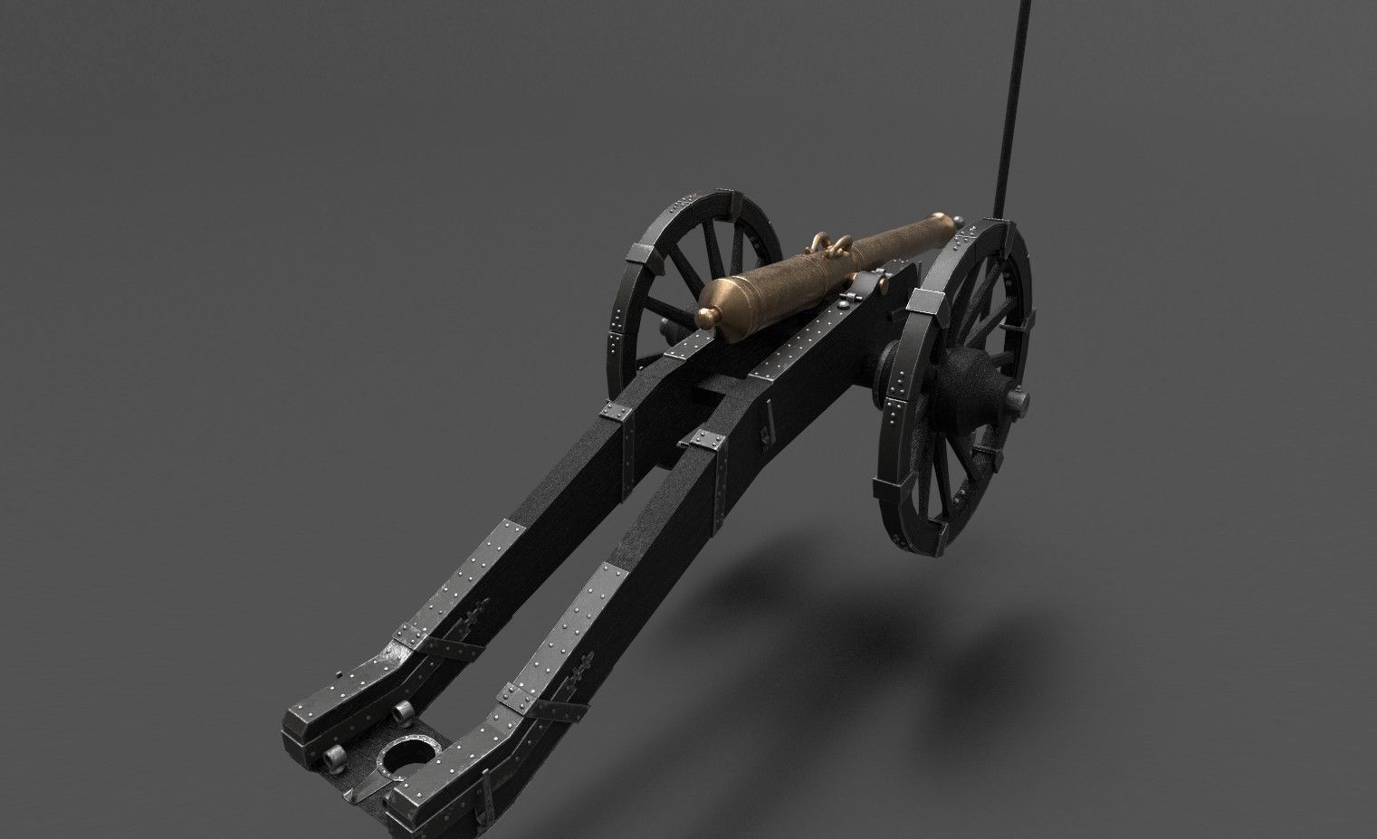 French 4 pound bronze cannon Mid-Poly Low-poly 3D model_21