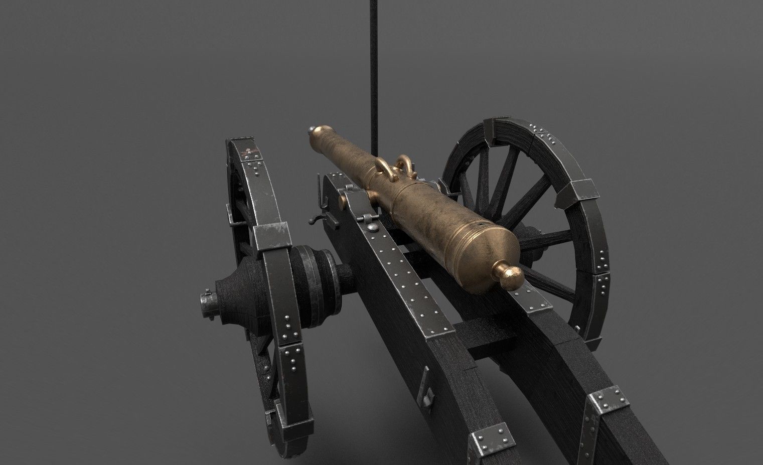 French 4 pound bronze cannon Mid-Poly Low-poly 3D model_24