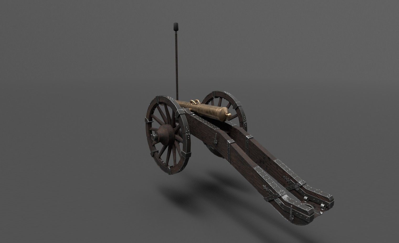 French 4 pound bronze cannon Mid-Poly Low-poly 3D model_16