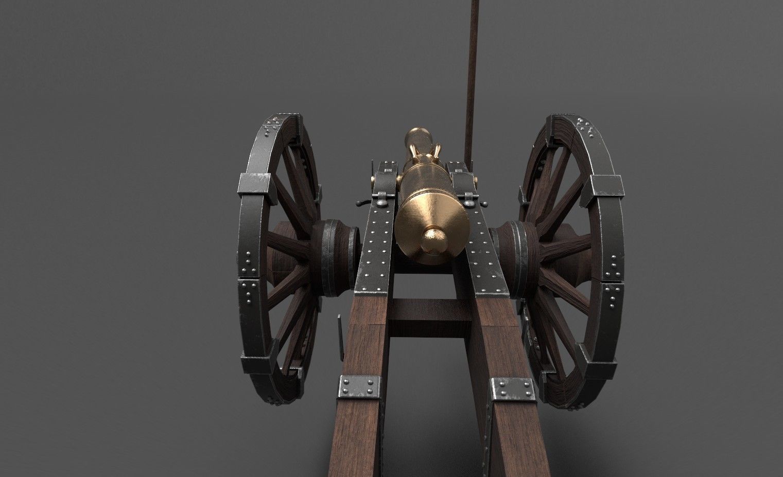 French 4 pound bronze cannon Mid-Poly Low-poly 3D model_26