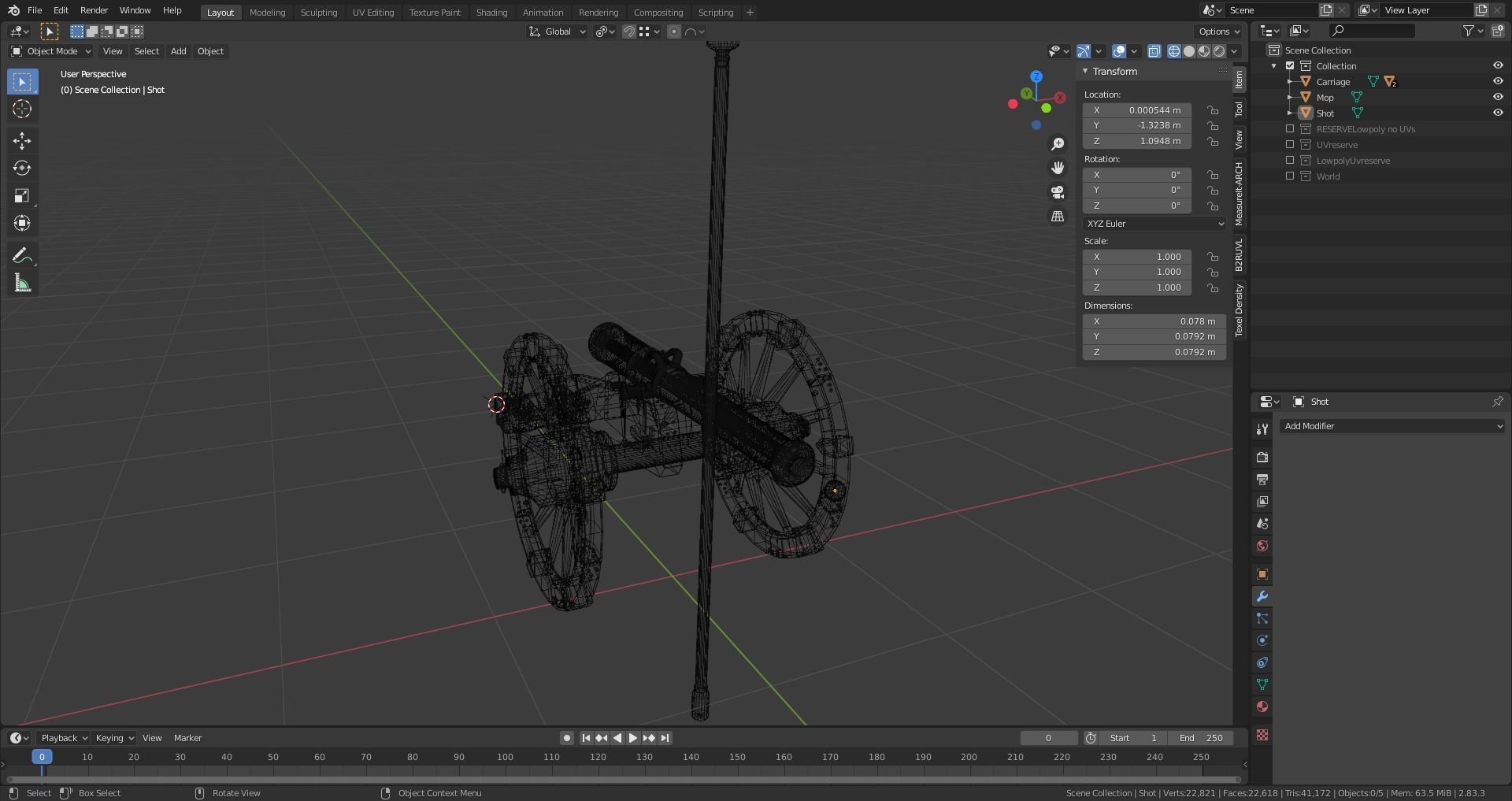 French 4 pound bronze cannon Mid-Poly Low-poly 3D model_30