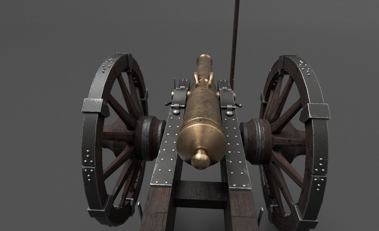French 4 pound bronze cannon Mid-Poly Low-poly 3D model_27
