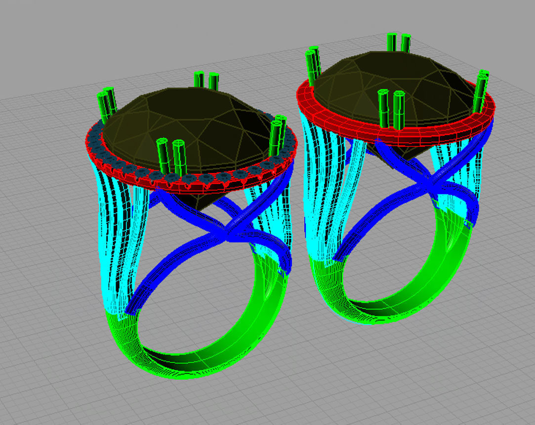 Acquamarine cut Oval and diamond ring 3D print model  AN0244 3D print model_3