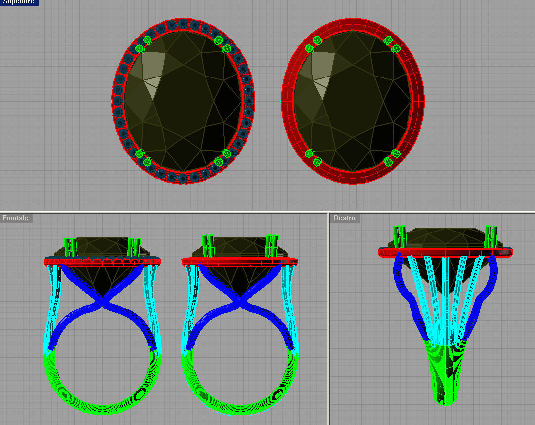 Acquamarine cut Oval and diamond ring 3D print model  AN0244 3D print model_2