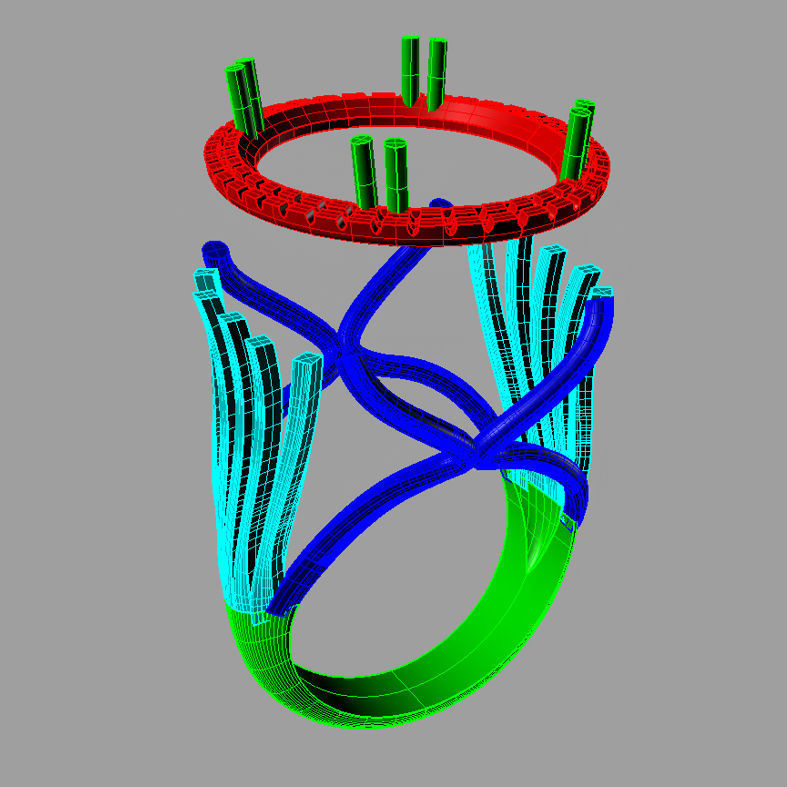 Acquamarine cut Oval and diamond ring 3D print model  AN0244 3D print model_7