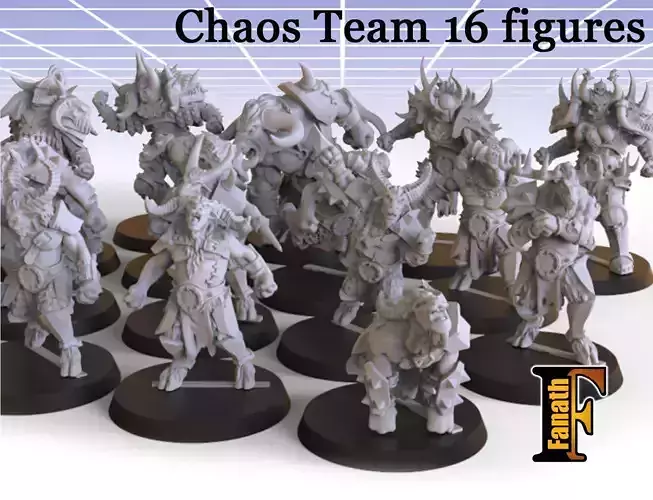 Chaos Team 16 figures  presupport 3D print model