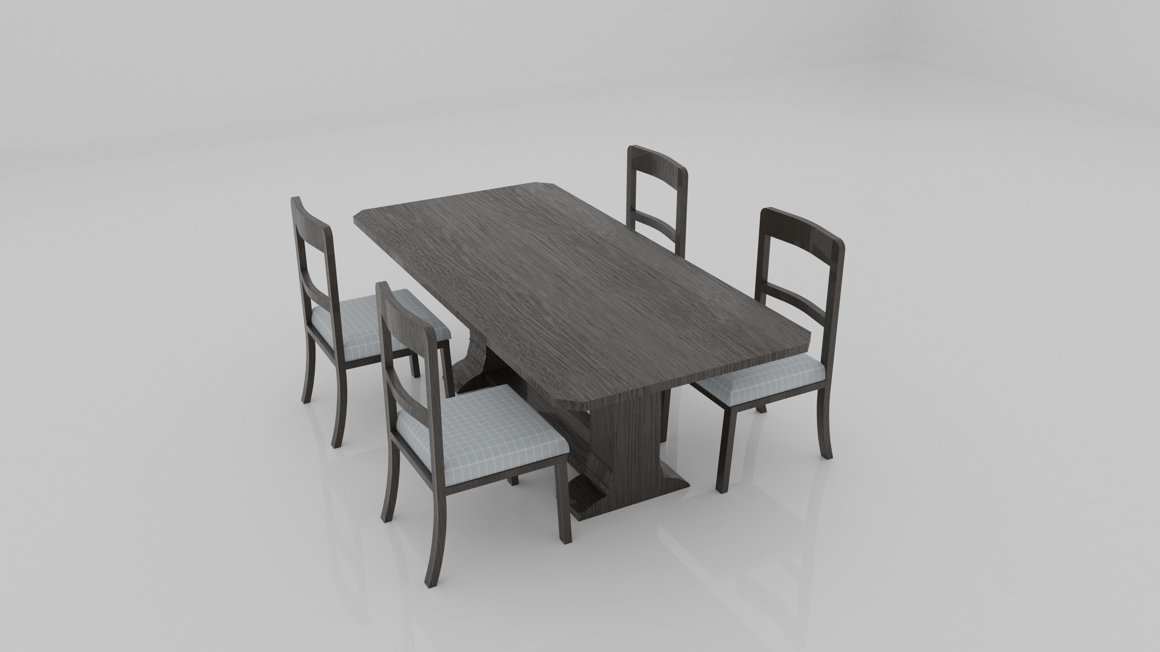 Dining Room Table Set Free 3D model_2
