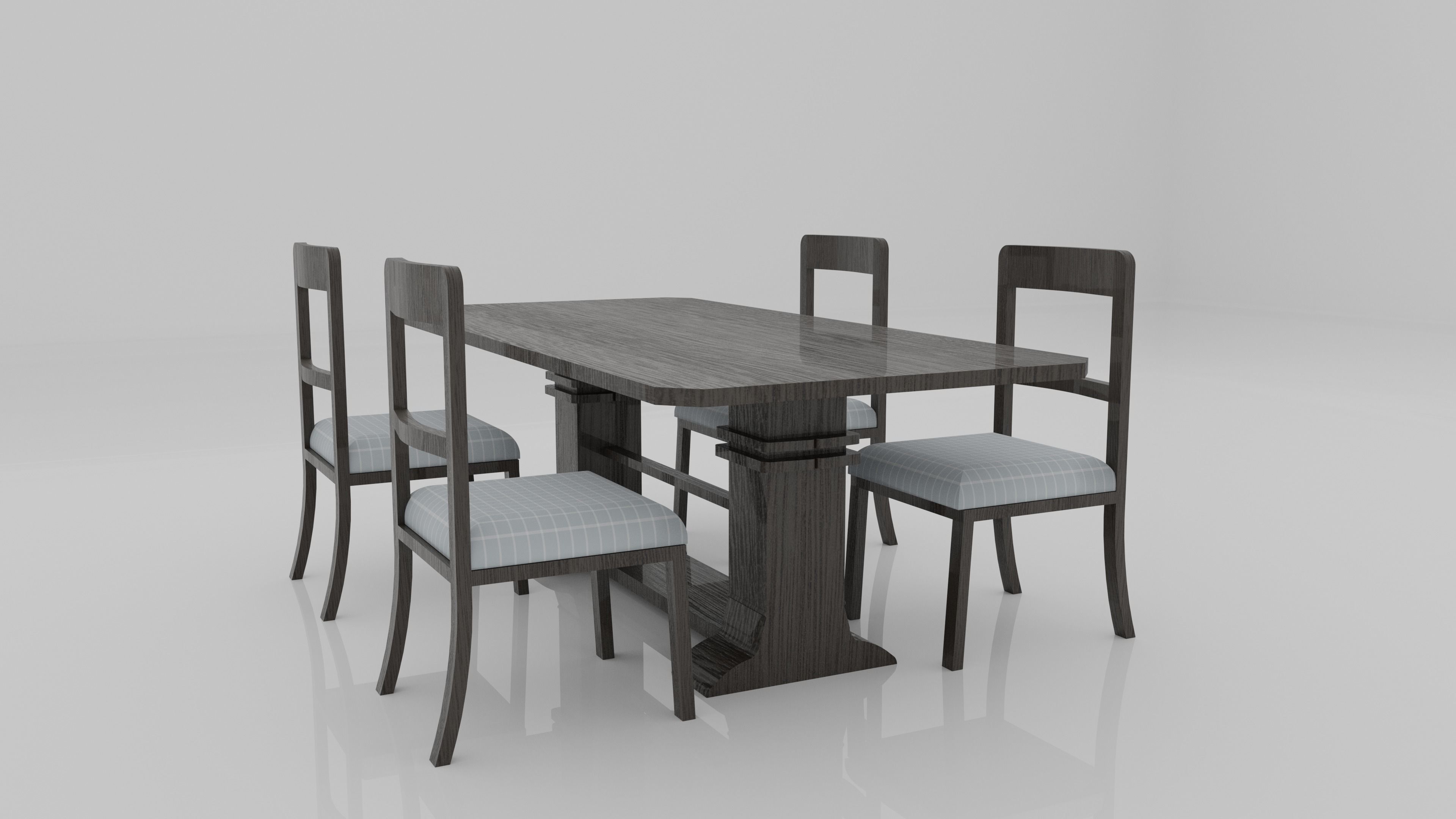 Dining Room Table Set Free 3D model_1