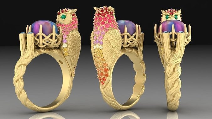 Owl ring 3D print model