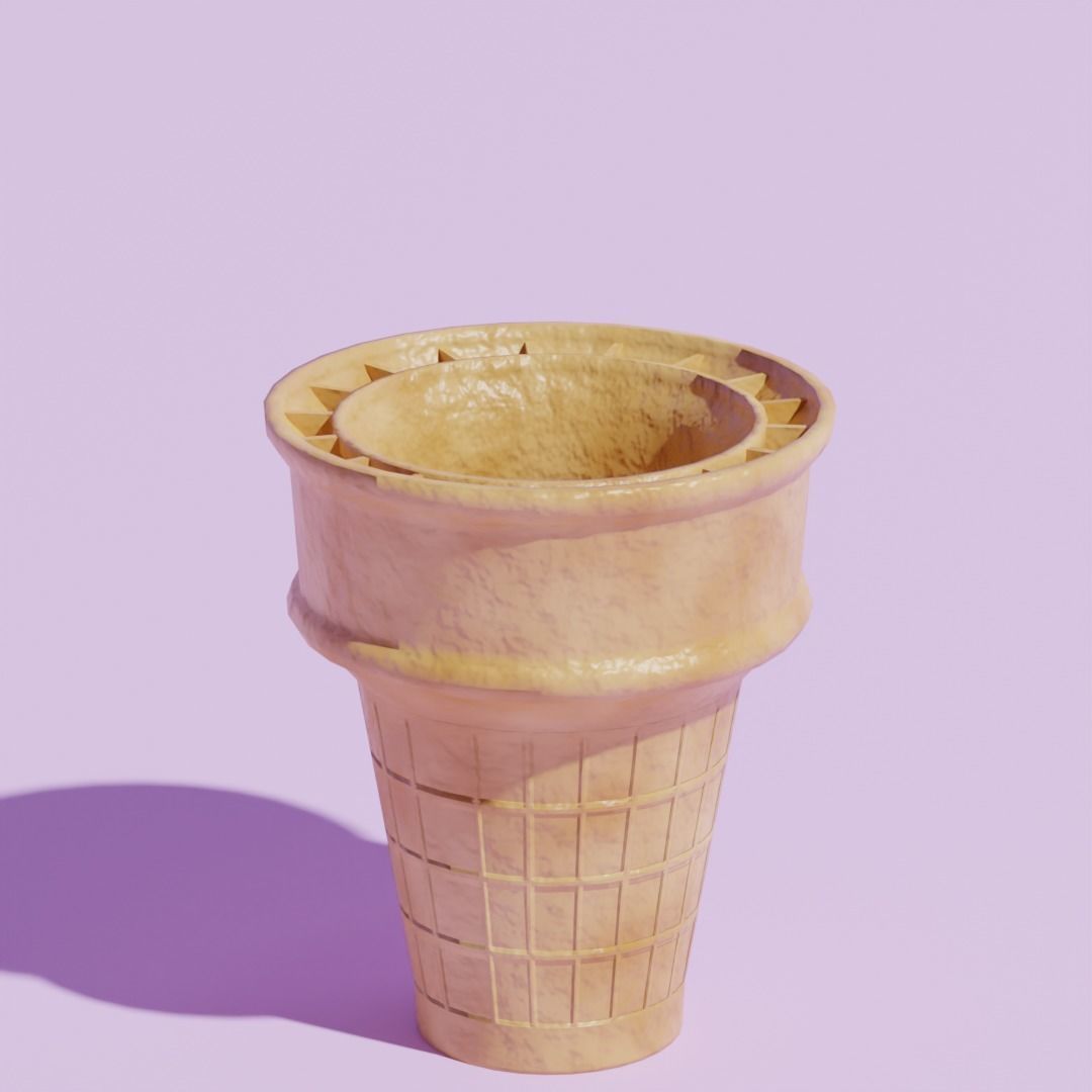 Ice Cream Cone Low-poly 3D model_1