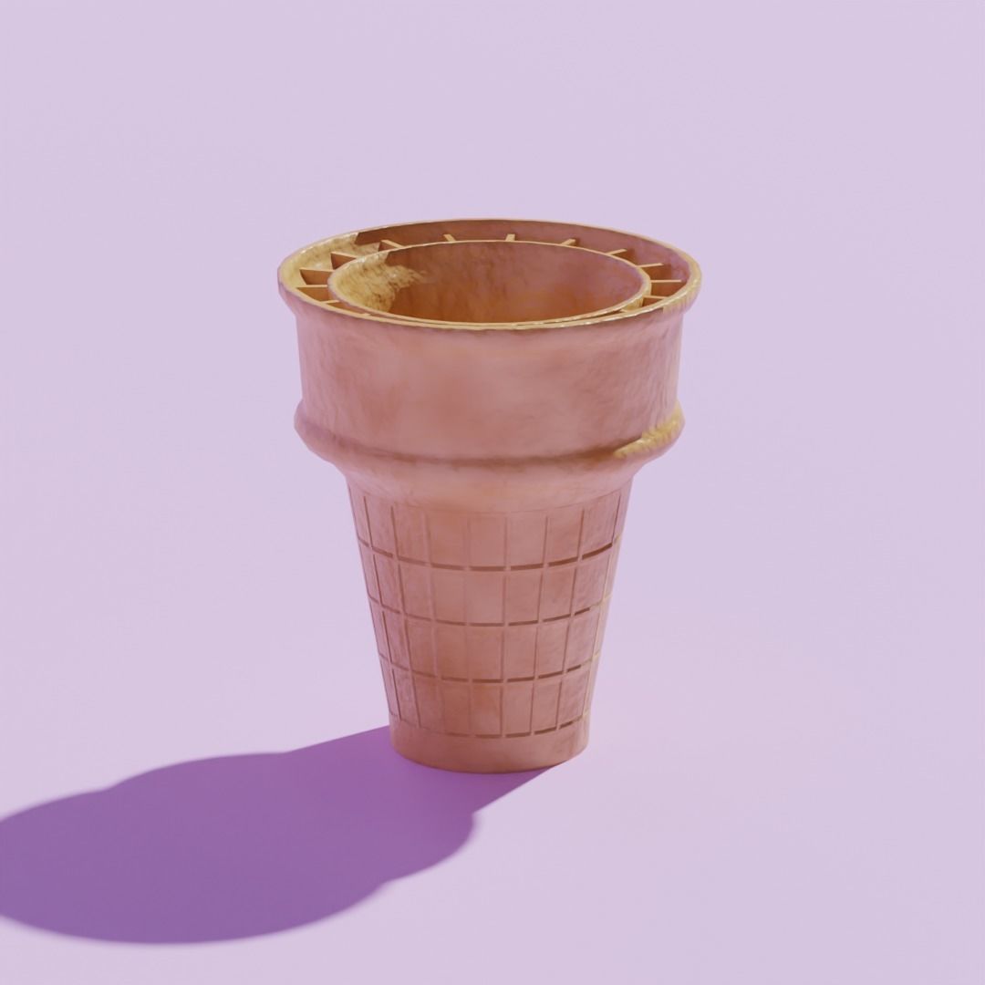 Ice Cream Cone Low-poly 3D model_2