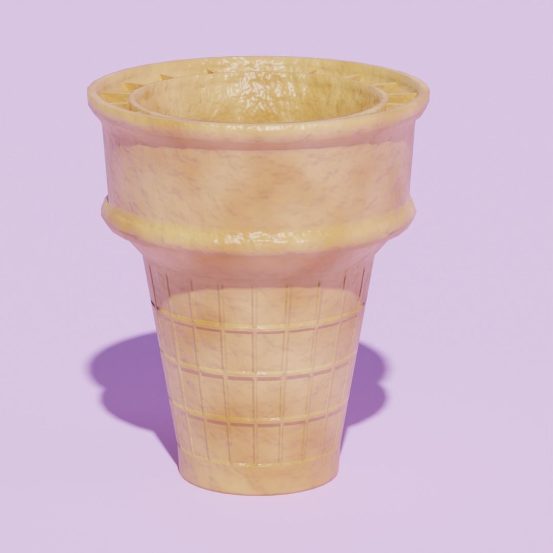 Ice Cream Cone Low-poly 3D model_3
