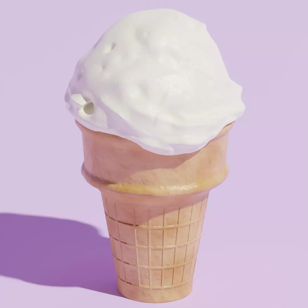 Ice Cream Cone Low-poly 3D model_0