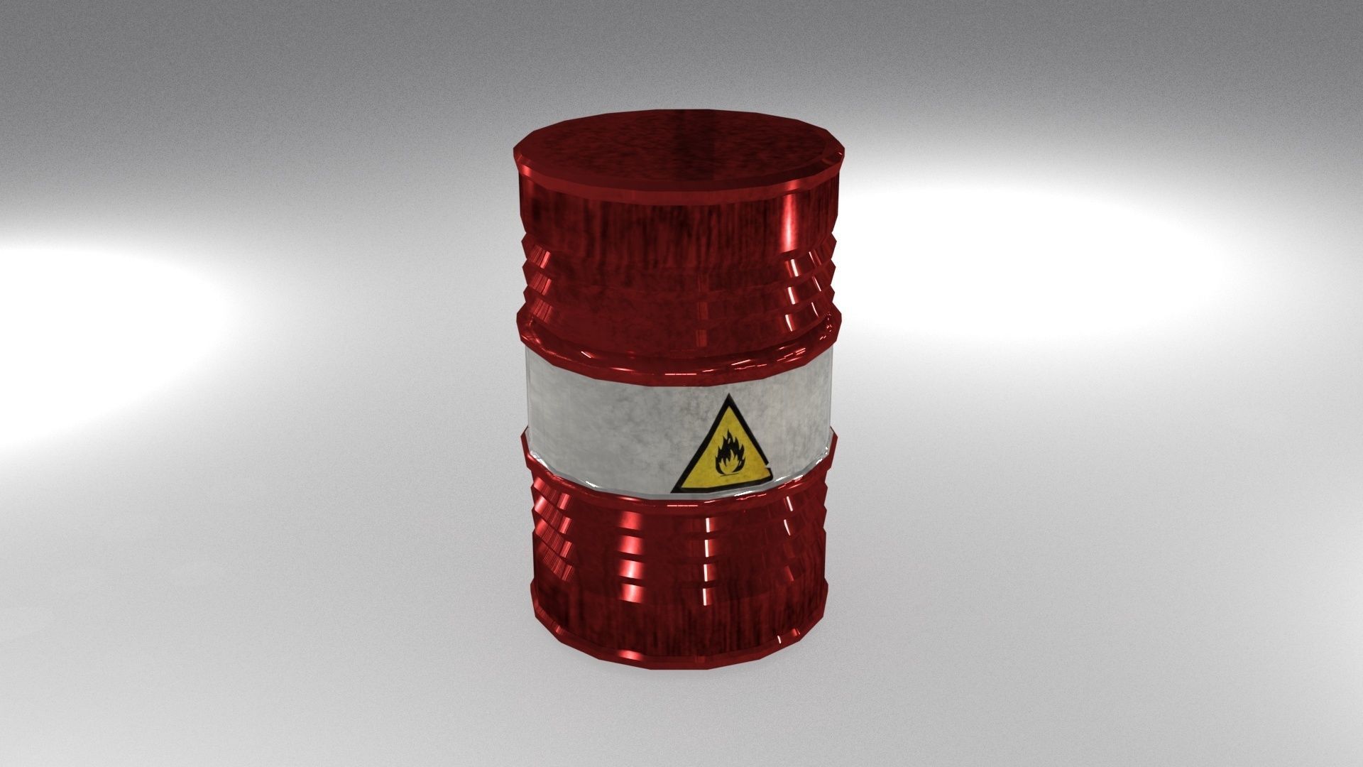 Barrel low-poly cylinder with warning sign Low-poly 3D model_3