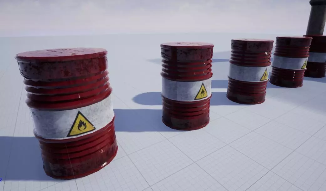 Barrel low-poly cylinder with warning sign Low-poly 3D model_0