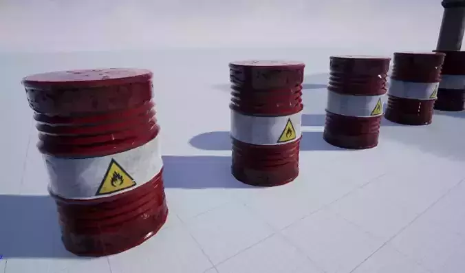 Barrel low-poly cylinder with warning sign