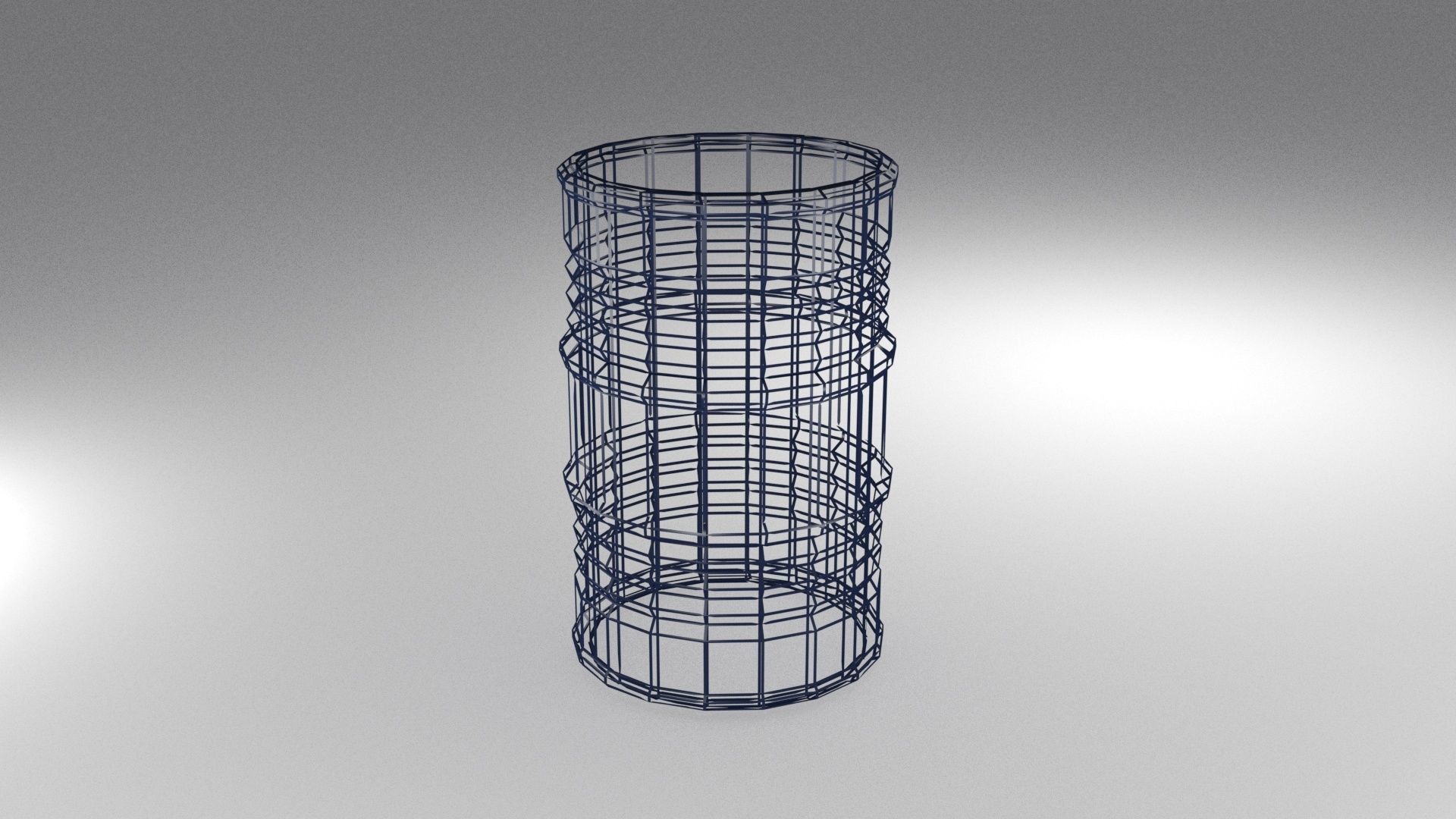 Barrel low-poly cylinder with warning sign Low-poly 3D model_4