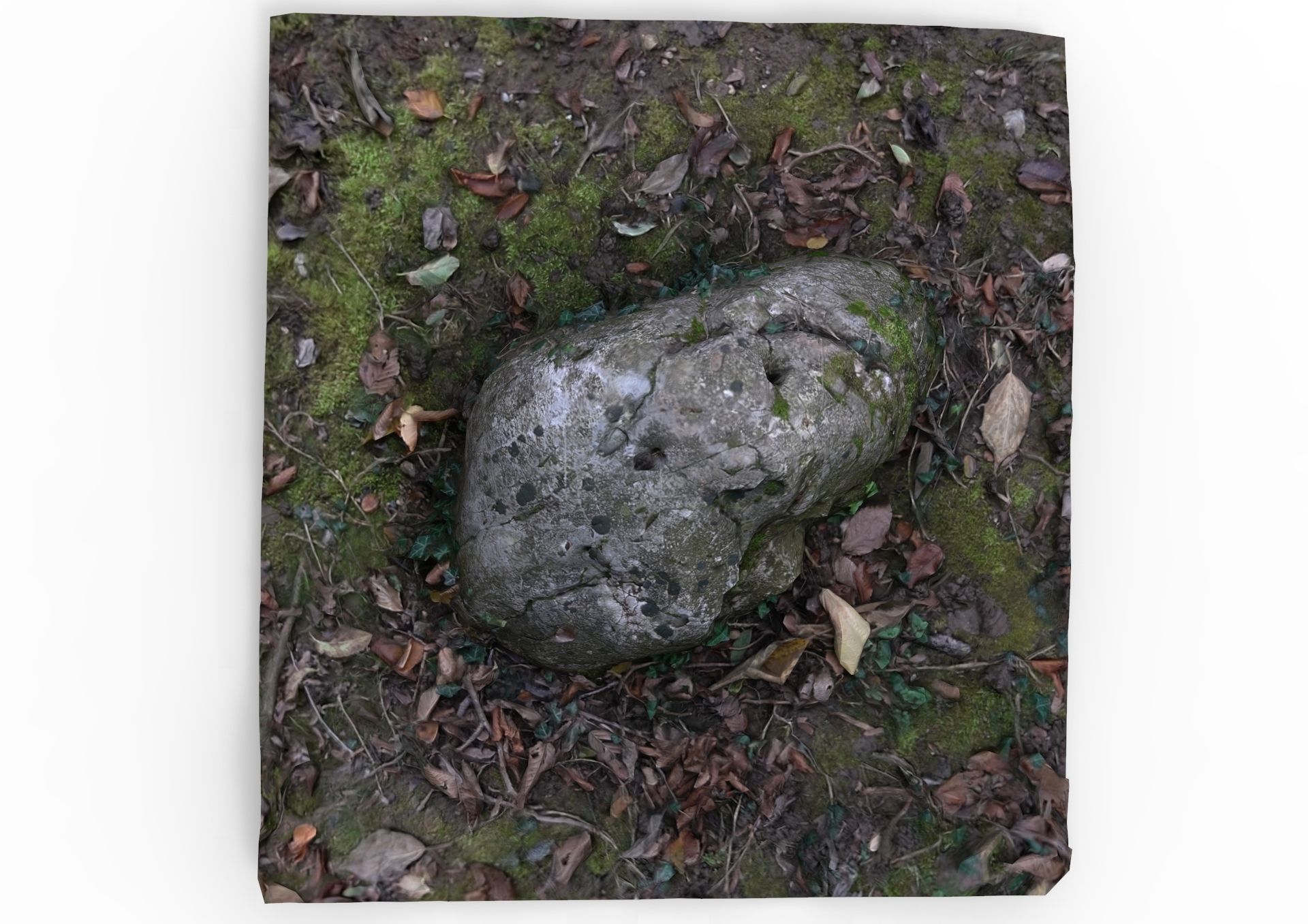 Grassy rock Low-poly 3D model_1