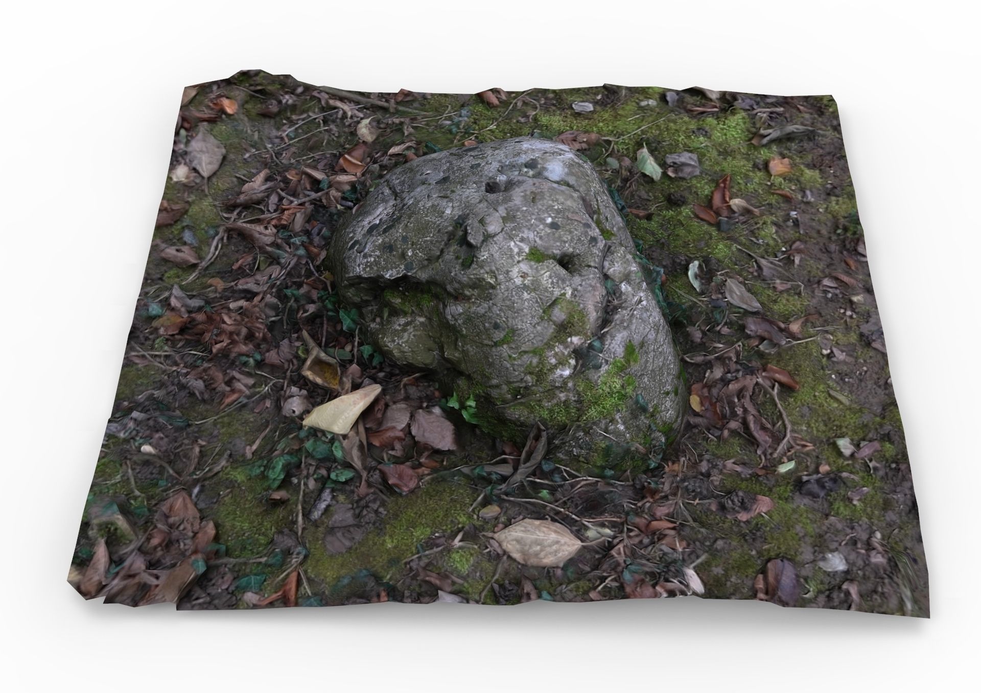 Grassy rock Low-poly 3D model_3