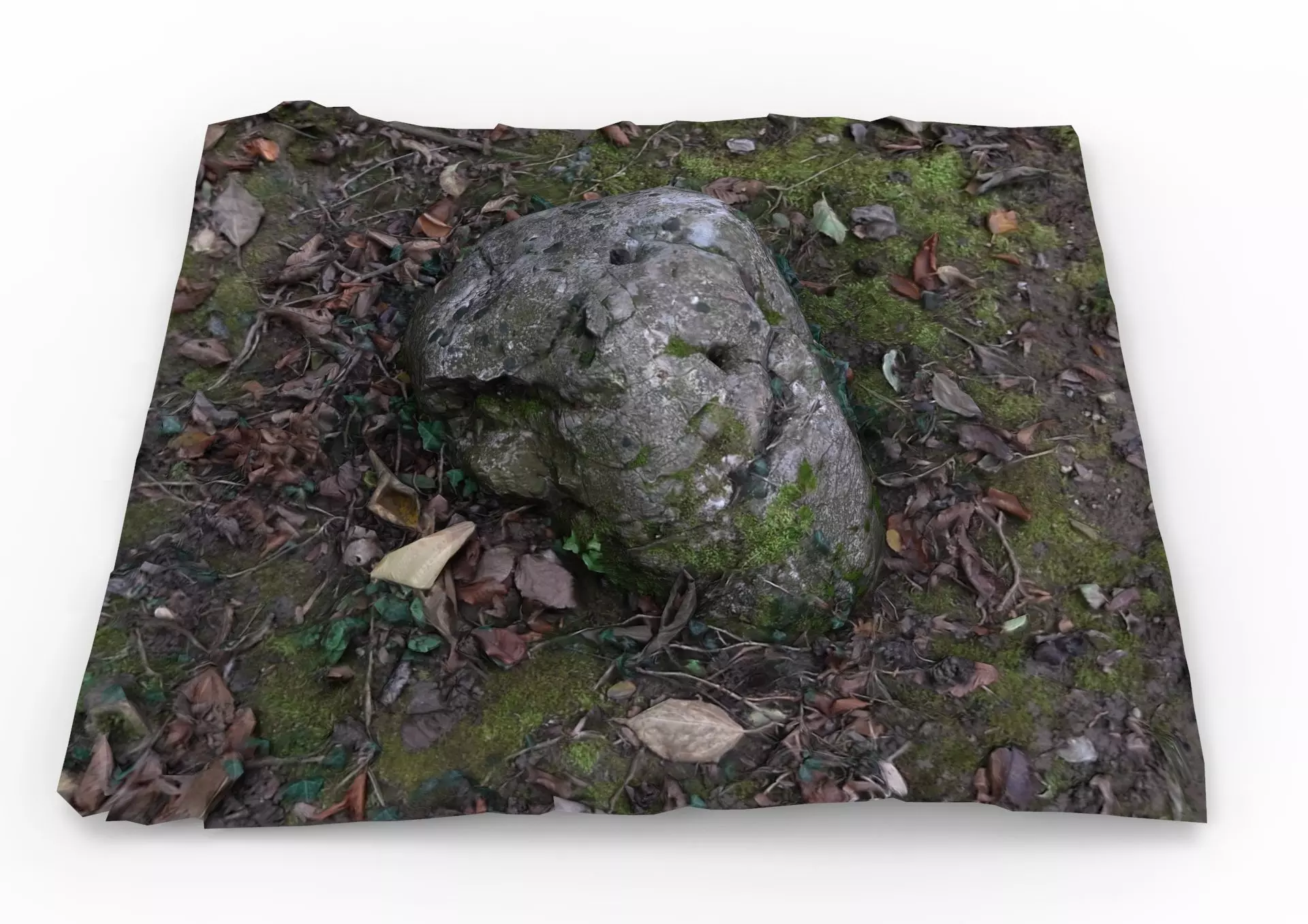 Grassy rock Low-poly 3D model_0