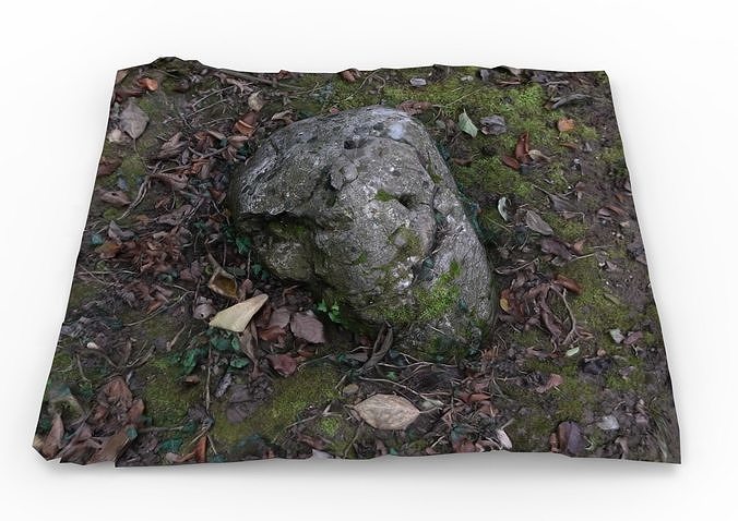 Grassy rock Low-poly 3D model