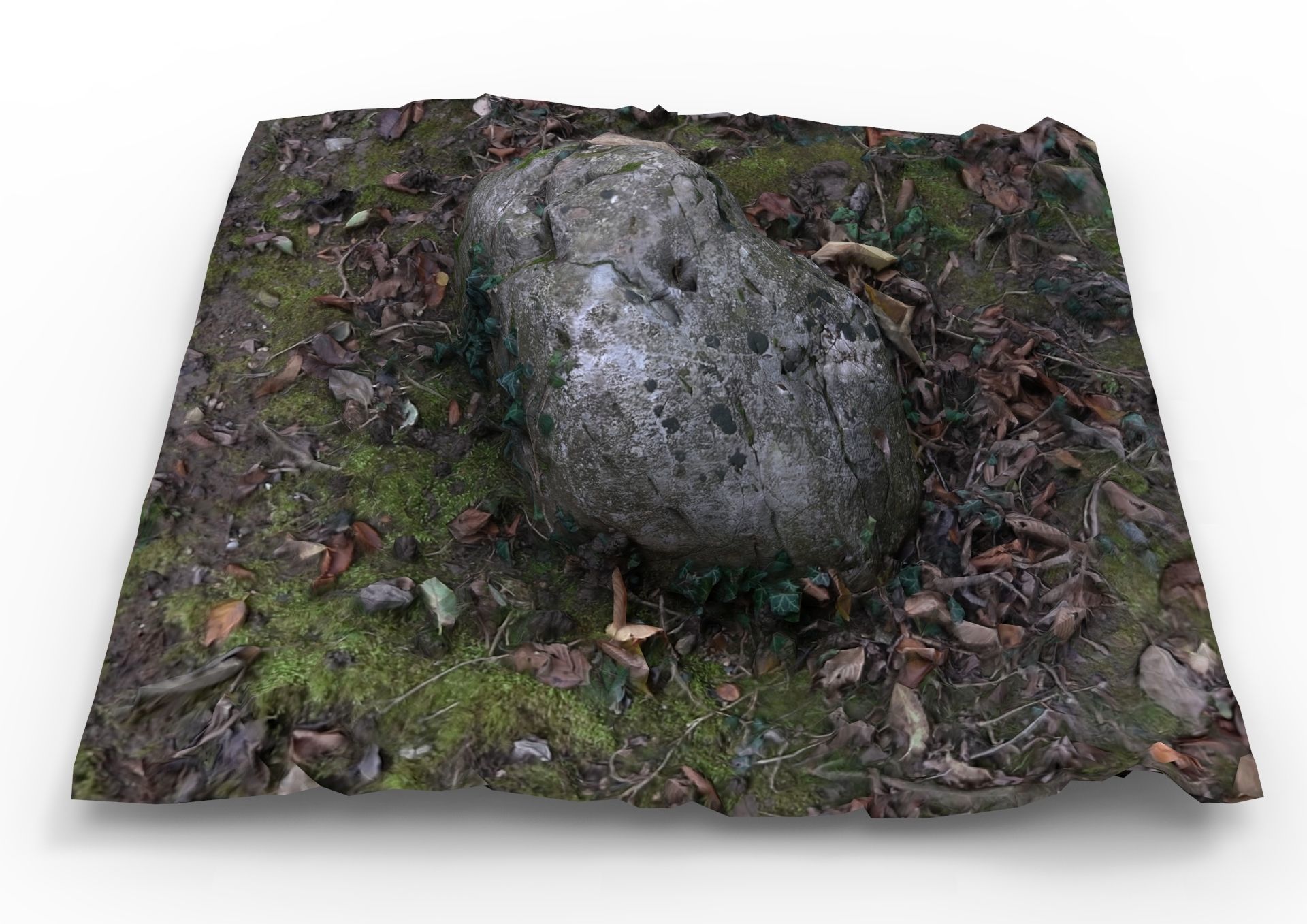 Grassy rock Low-poly 3D model_5