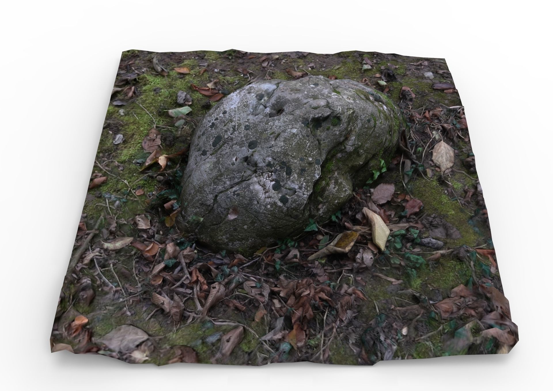 Grassy rock Low-poly 3D model_2