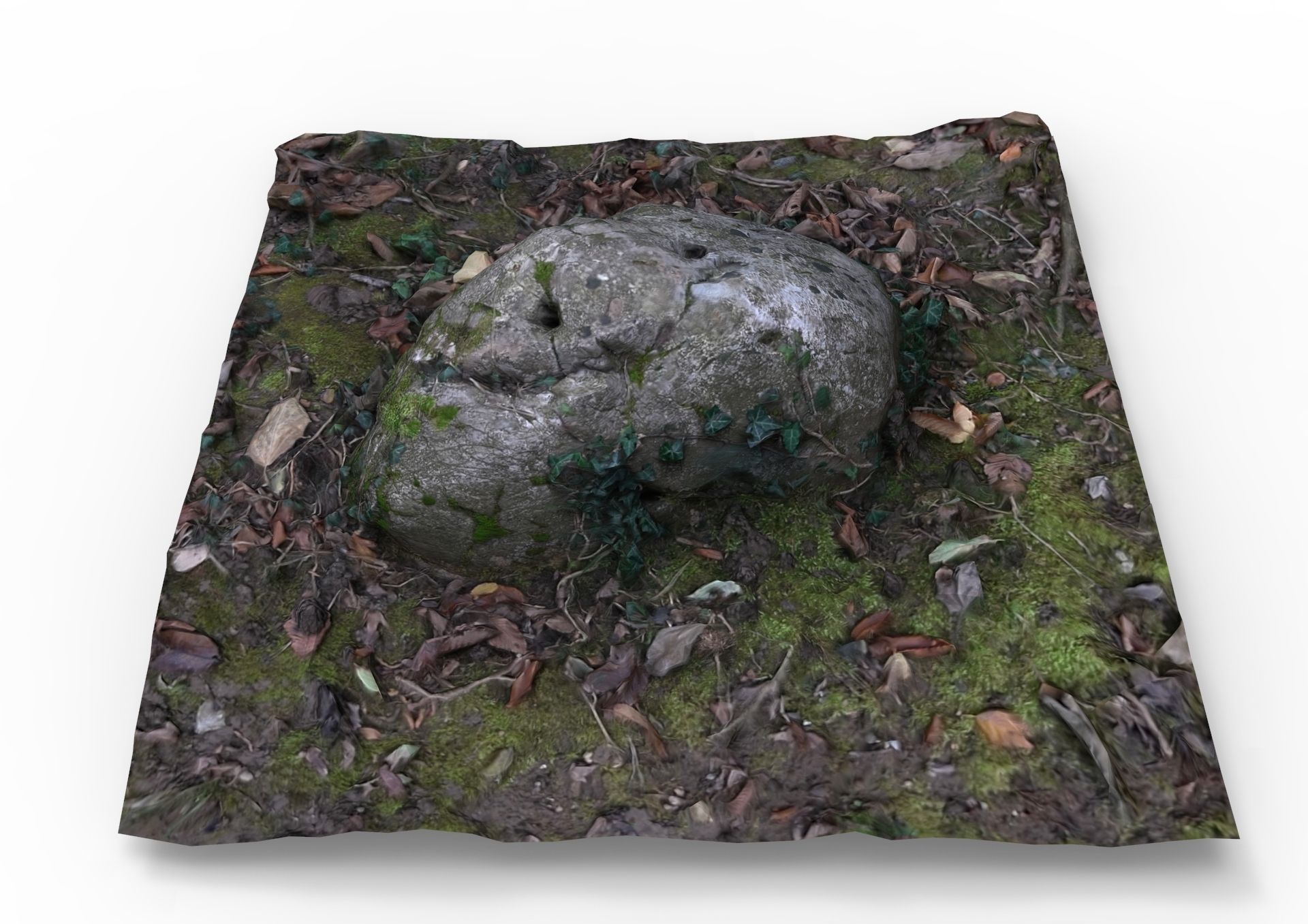 Grassy rock Low-poly 3D model_4