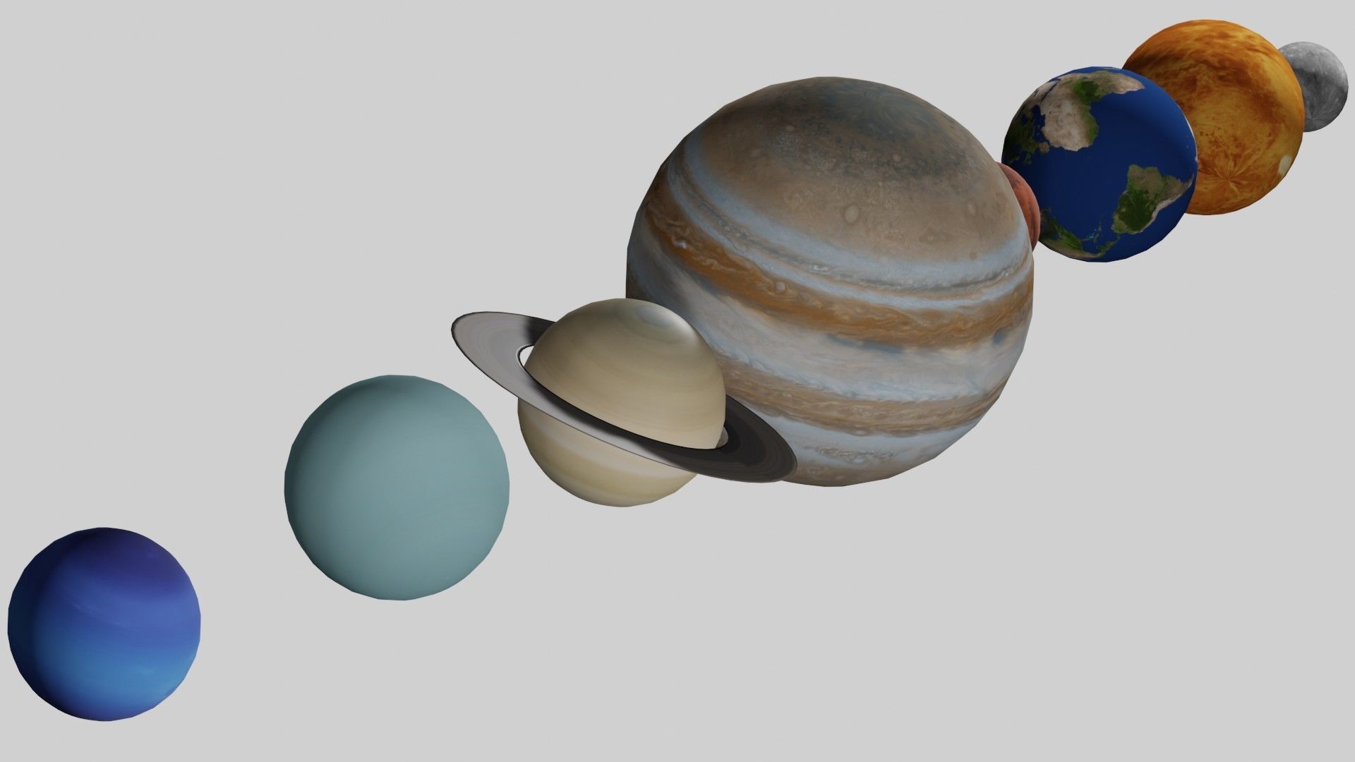Solar System - All Planets - Milky Way Animated Low-poly 3D model_11