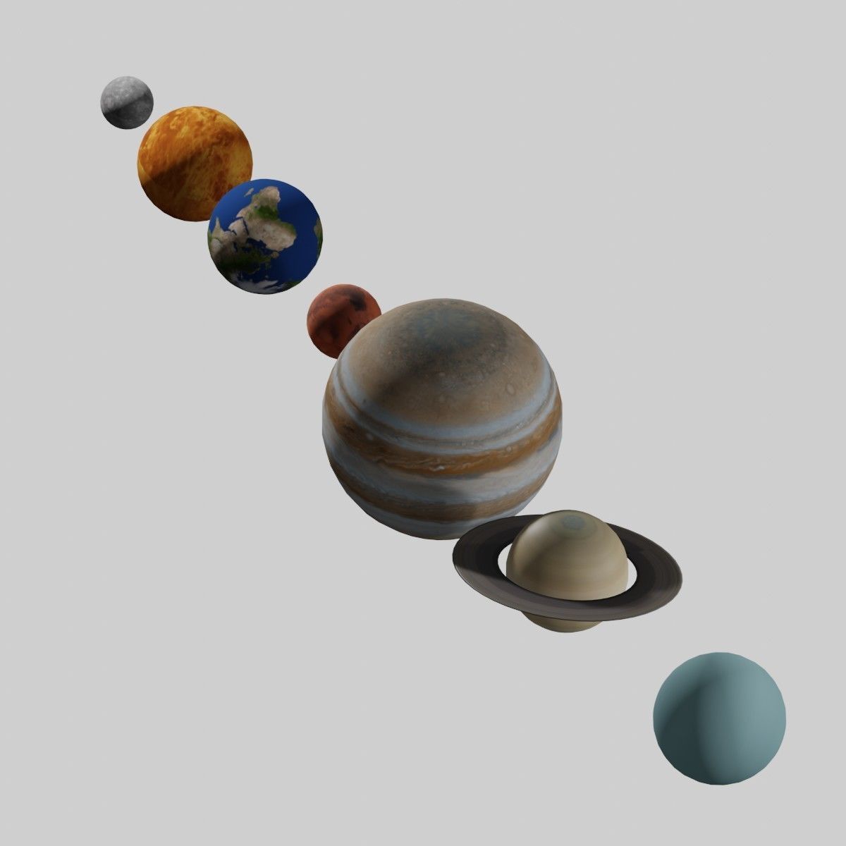 Solar System - All Planets - Milky Way Animated Low-poly 3D model_23