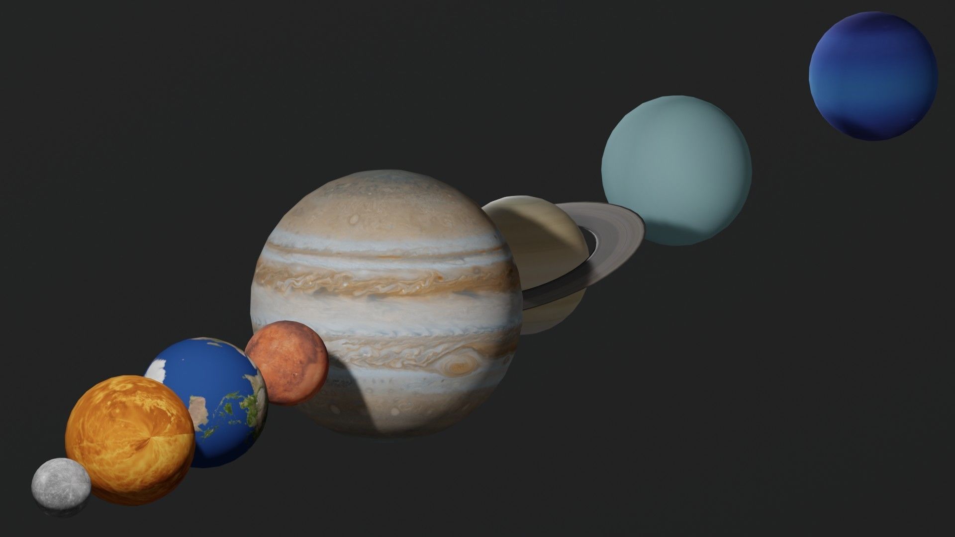 Solar System - All Planets - Milky Way Animated Low-poly 3D model_3