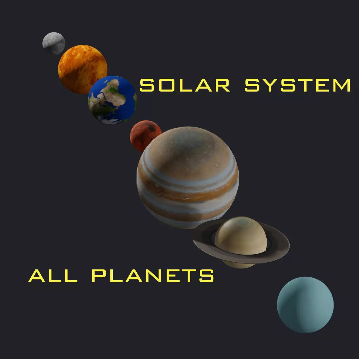 Solar System - All Planets - Milky Way Animated Low-poly 3D model_0