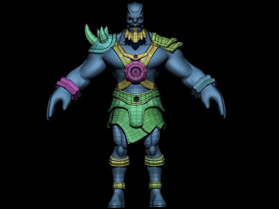 Orc Model comic book character colors Low-poly 3D model_1
