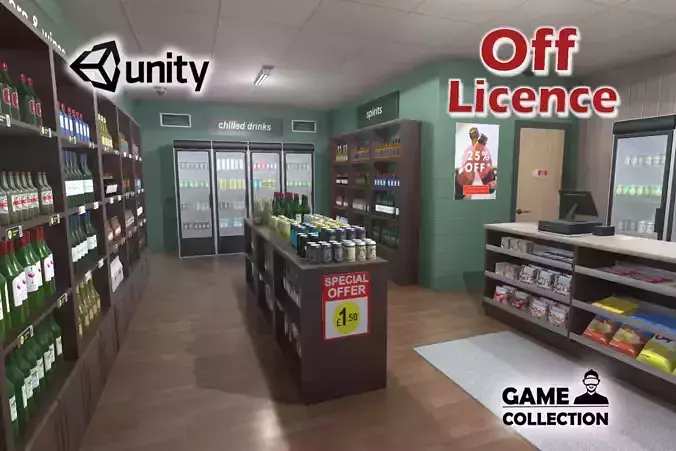 Liquor store Low-poly 3D model