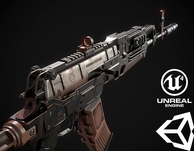 Akk27 gameready gun model IMPROVED Low-poly 3D model