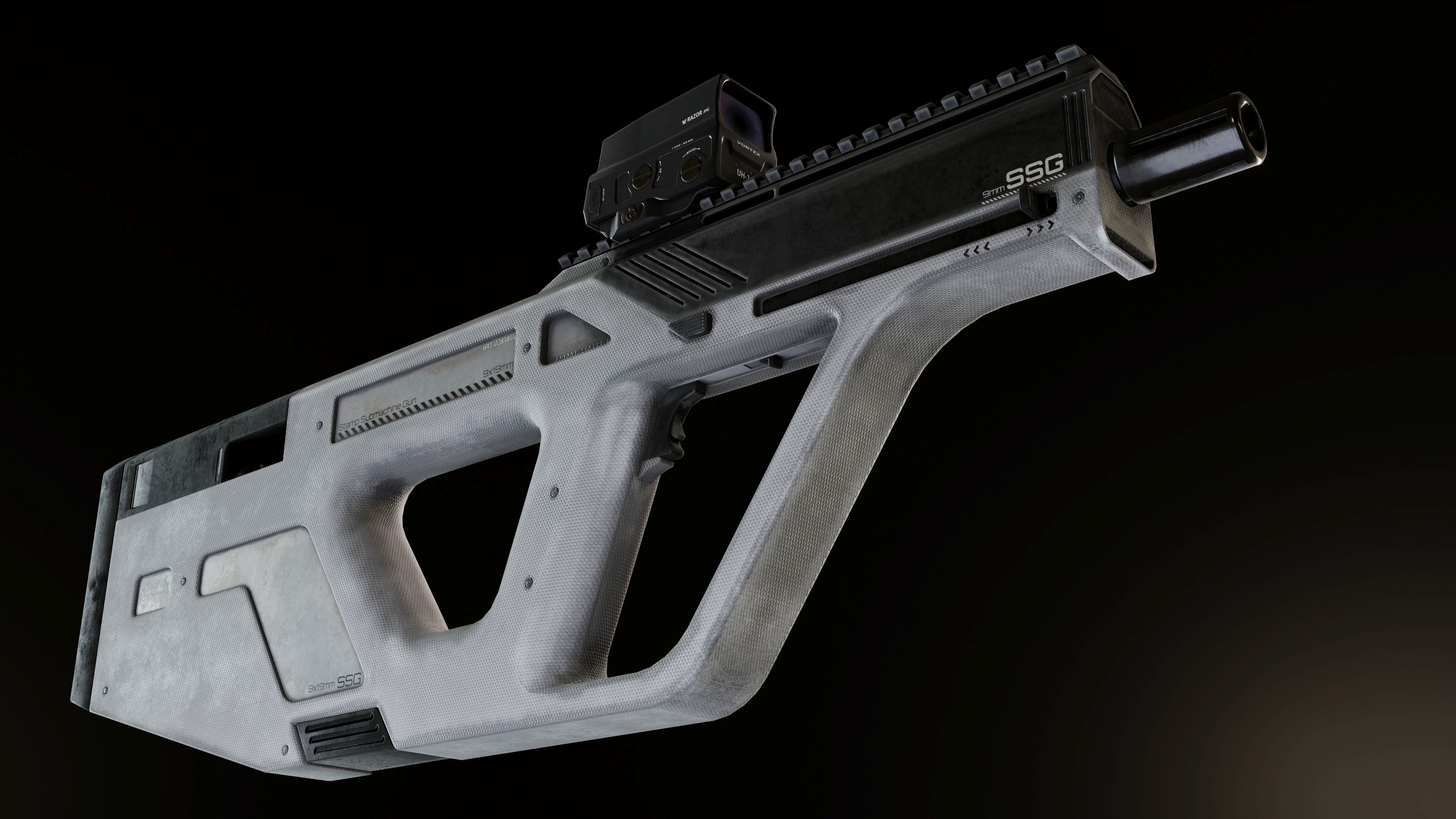 Modern Minimalistic SMG Low-poly 3D model_5