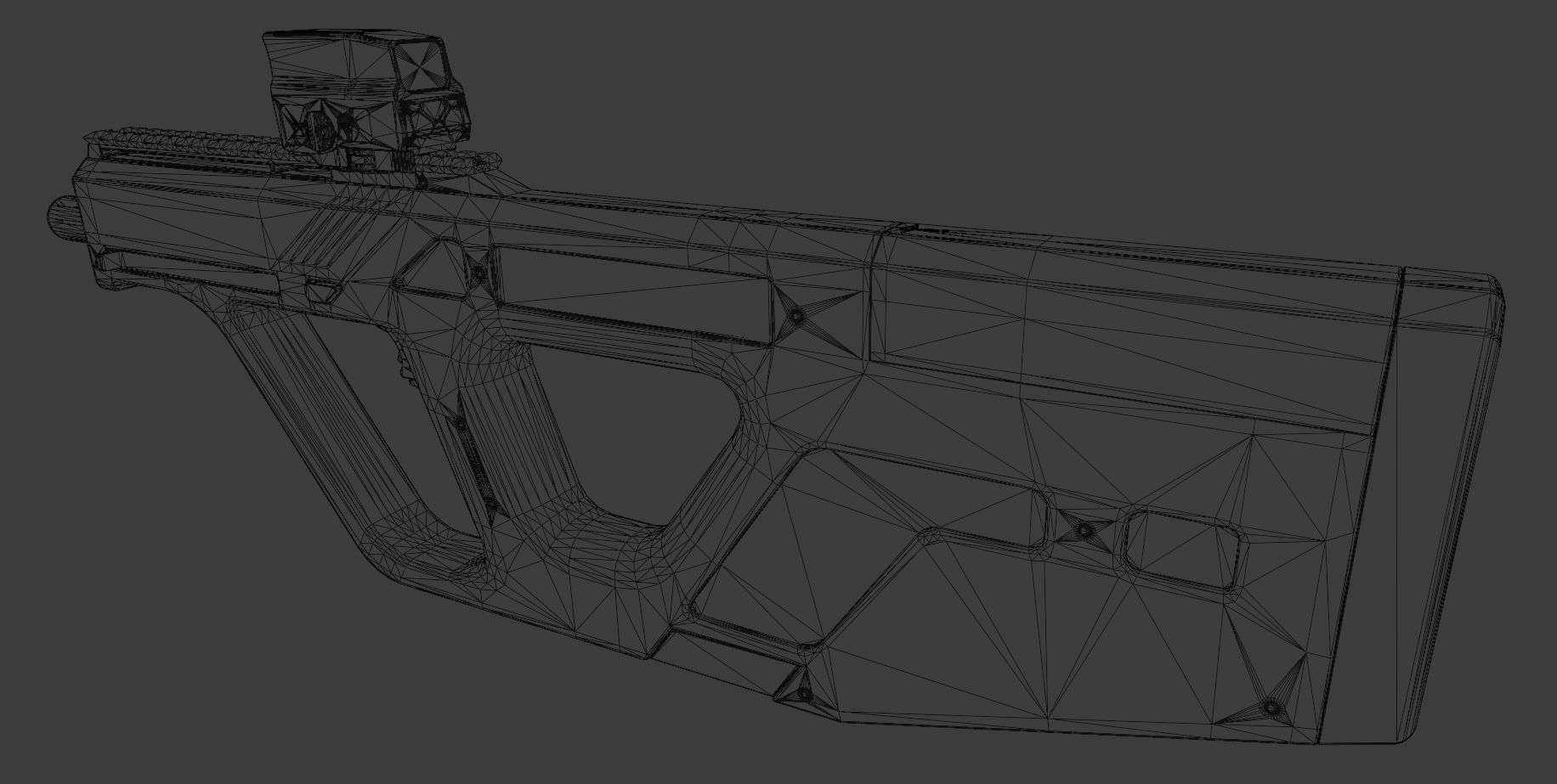 Modern Minimalistic SMG Low-poly 3D model_8