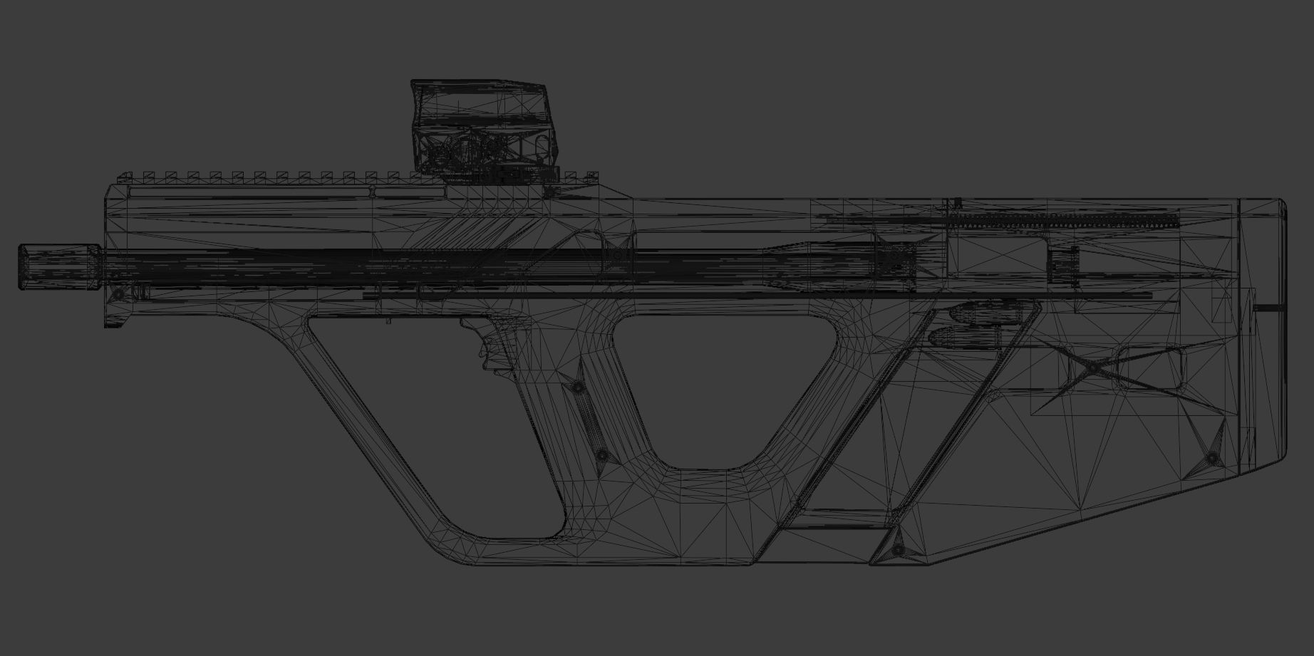 Modern Minimalistic SMG Low-poly 3D model_9
