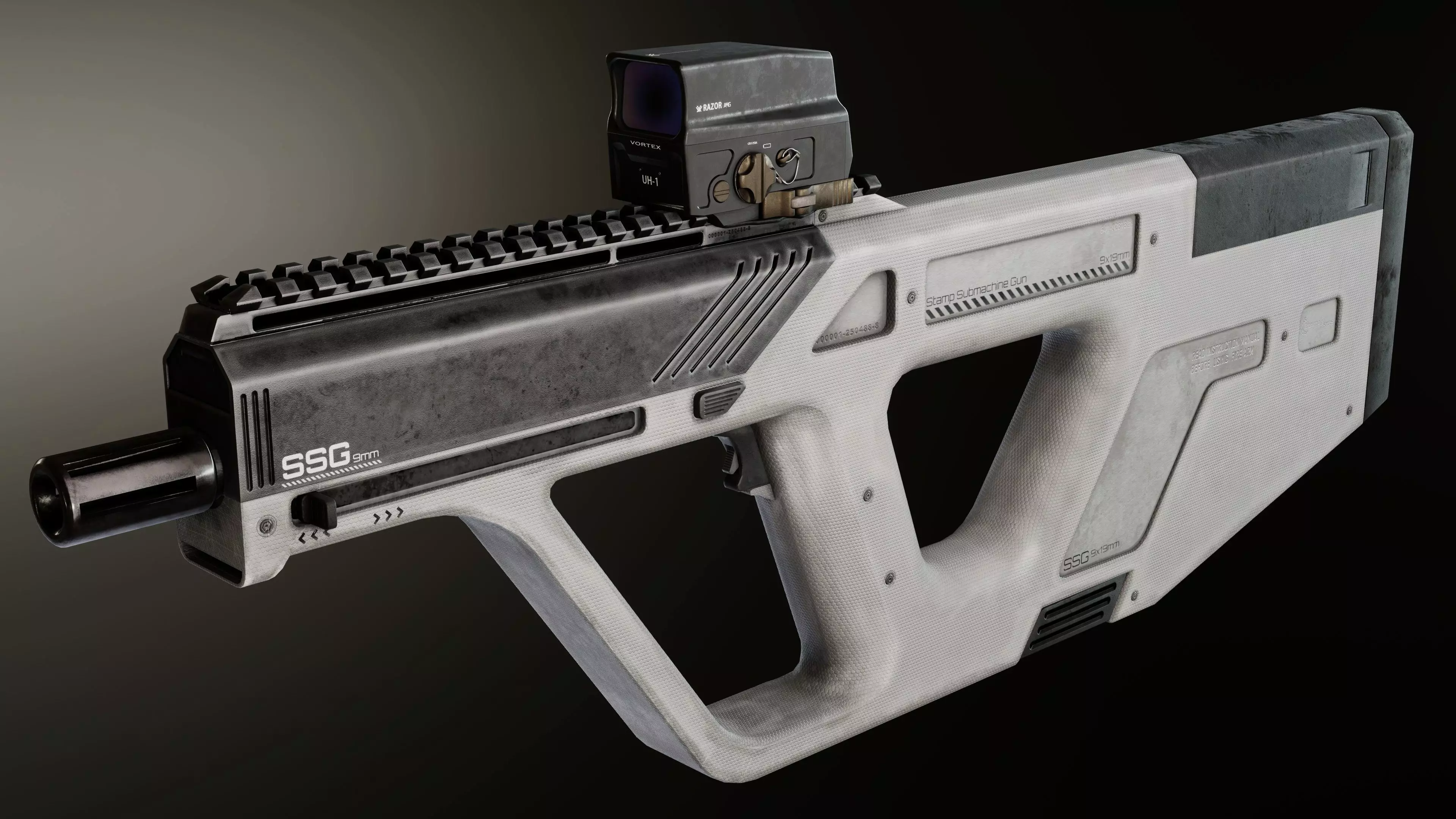 Modern Minimalistic SMG Low-poly 3D model_0